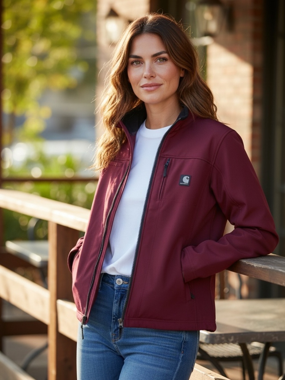 Carhartt Burgundy Soft Shell Fleece Lined Jacket